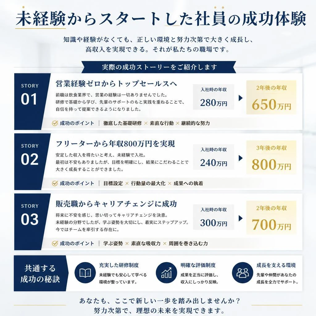 社員の声：未経験からの成功事例