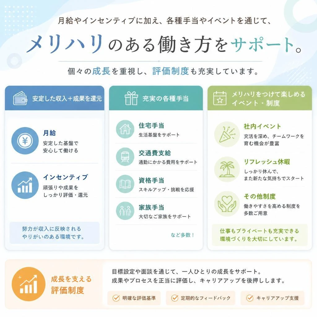 社員一人ひとりを支える充実の福利厚生